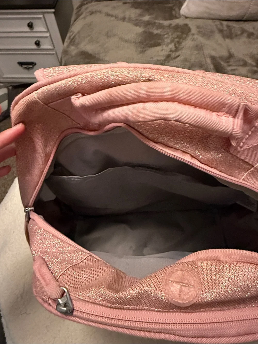 Pottery Barn Kids Pink Glitter Backpack with Name Embroidery